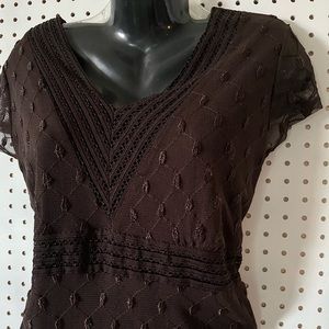 Alfani Woman Brown Sheer Embroidered Umpire Blouse Size 1X
